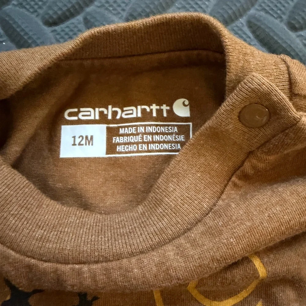 Carhartt Brown Infant Long-Sleeve Bodysuit with Logo